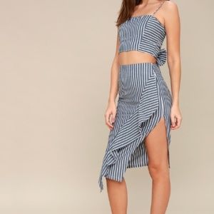 NWT LULU'S STRIPED TWO PIECE SKIRT SET
